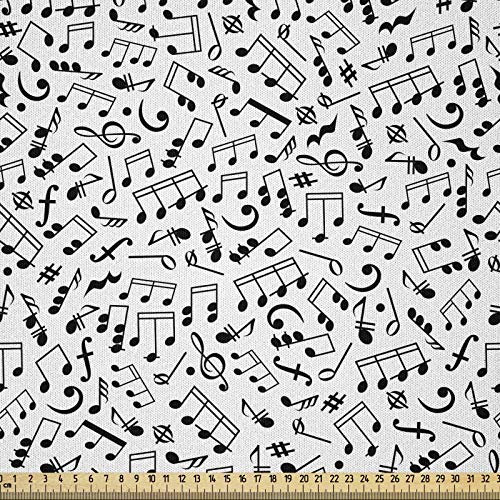 ABAKUHAUS Schwarz und weiß Stoff als Meterware, Hinweise und Chord, Microfaser Stoff für Dekoratives Basteln, 1M (230x100cm), Schwarz-Weiss