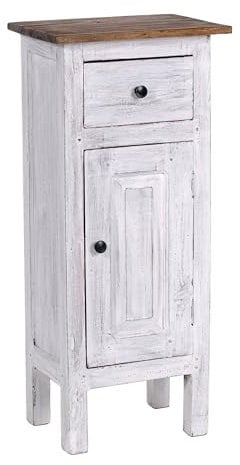 DESIGN DELIGHTS Holz FLURSCHRANK Plant 80 | 80x36x25cm (HxBxT), Mahagoni Recyclingholz | Shabby Chic Telefontisch | Farbe: 05 weiß-Natur