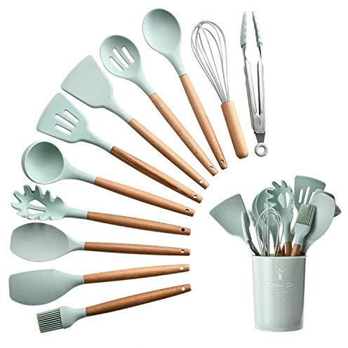 VanderHOME Espátulas de Cocina Juego de Utensilios de Cocina Juego de Herramientas para Hocinar y Hornear, Verde Claro