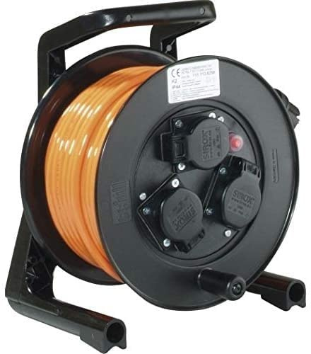 JUMBO® XS Kabeltrommel mit 3 Steckdosen H07BQ-F Leitungsfarbe orange, Querschnitt 3 x 1,5 mm², Länge 25 m