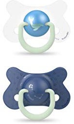Suavinex Sucettes Reversible Night&Day 4/18m Baleine, Bleu, 2 Unités