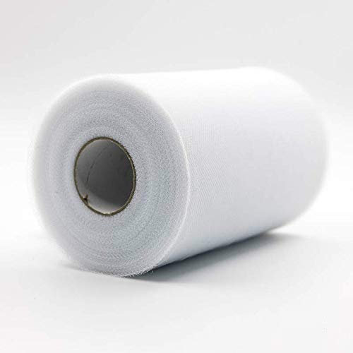 WILLBAN Rouleau de tulle en organza de 91,4 m pour décoration de mariage, fête prénatale, 15 cm (blanc)
