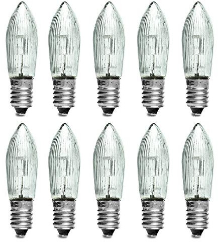 SIKORA E10 LED Topkerze/Riffelkerze/Ersatzbirnen für Schwibbogen 10-55V 0,1W E10 10er Set