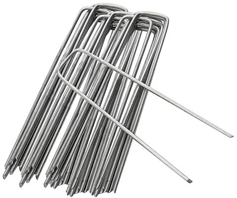 ANSIO® Unkraut-Membran-Heringe, verzinkt, 15,2 cm, 20 Stück | U-förmige Heftklammern bieten starken Halt, ideal für Rasenflächen, Bodengewebe, Netze, Matten und Landschaftsbau mit