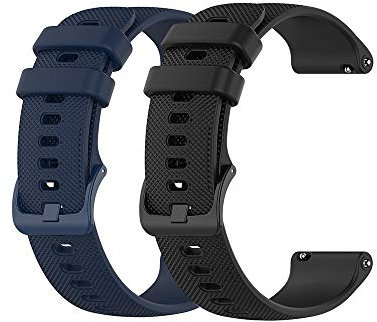 Yeejok 22 mm Silikonarmbänder, kompatibel mit Fossil Herren Gen 6/5E 44 mm/Gen 5 LTE/Carlyle/Garrett/Julianna-Smartwatch, Ersatzarmband für Sport-Fitnessuhr, Schwarz + Marineblau