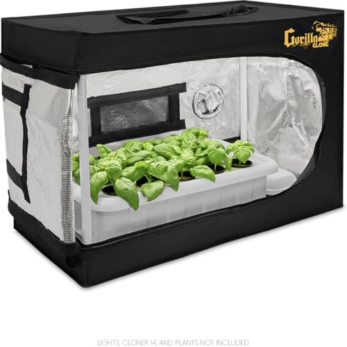 Gorilla Clone Tent | Complete Reflective Hydroponic Grow Tent for Seedlings and Cloning Plants, with Windows, Double-Cinching Ducts, and Micro-Mesh Pre-Filters (18 x 13 x 25)