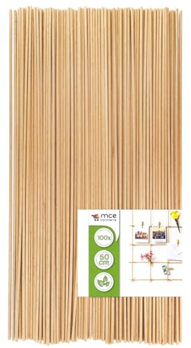 MCE-Commerce Lot de 100 baguettes rondes en bois de hêtre naturel, Ø 4 mm, longueur 50 cm, modélisme, bricolage, Ø 4 mm x 50 cm