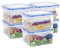 EASYLOCK 6 Pack Square Airtight Food Storage Container with Lids, Plastic Sandwich Container Reusable 1.25L, Leak-proof Microwave Freezer Dishwasher Safe (Blue)