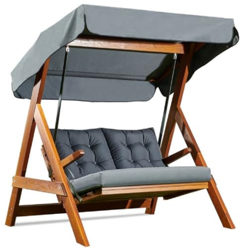 Casa Padrino Luxus Hollywood Schaukel Anthrazitgrau/Braun - Moderne Wetterfeste Garten Schaukel mit Sonnendach - Terrassen Möbel - Garten Möbel