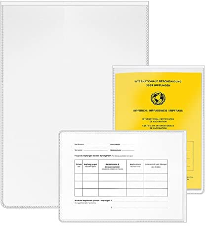 Hülle DIN A6 Schutzhülle 148 x 105 mm [3 Stück] Ausweishülle Impfbescheinigung für alten Impfpass Impfnachweis Impfbescheinigung