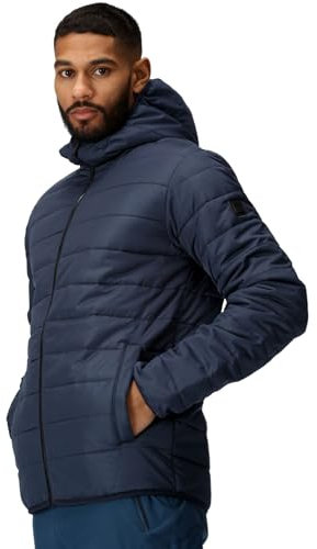 Regatta Chaqueta impermeable acolchada/acolchada con capucha Helfa para hombre, perfecta para actividades al aire libre, caminar, hacer senderismo y acampar