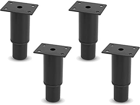 4 Stück Metall Möbelfüße,Verdicken ?stahl Tischbeine, Höhenverstellbar Rund Sofafusse,DIY Teleskopfuß,Ersatz Couchtisch,TV-Schränke,Schrankbeine,TragfäHigkeit Bis Zu 300 Kg (8-12cm/3.1-4.7in,Black)