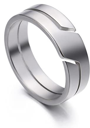 TEAMER Anillo de acero inoxidable para parejas, anillos de dedo casuales simples a la moda, joyería de compromiso, aniversario para hombres y mujeres (9, ESTILO 1-PLATA)