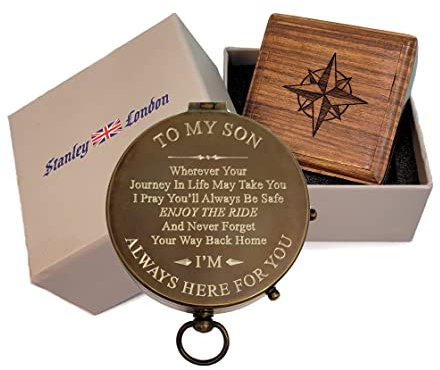 Kompass mit Gravur, personalisierbar,Messing-Taschenkompass Geschenke für Männer, Ihn, Sohn, Ehemann, Enkel, Jungen, gravierbar, Taufe, Konfirmation (FBA-To My Son)