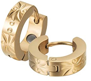 Maiju gold Magnet Ohr Creolen 28K hartvergoldet massiver medizinischer Edelstahl nickelfrei allergiefrei klassisch elegant Ø 1,4 cm Magnetschmuck -4you 2028