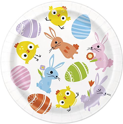 Unique 24134 Lot de 8 assiettes en carton Motif vichy Multicolore 18 cm