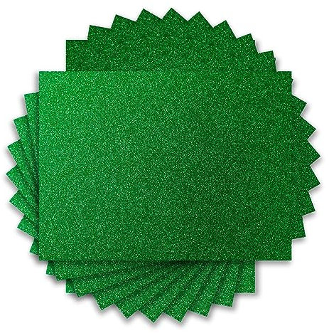 IRON-ON HTV Green Glitter Heat Transfer Vinyl Bundle 10 Sheets 12×10“ Iron on Vinyl for Shirts Desing