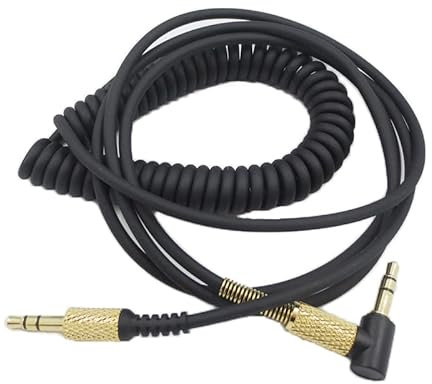 Yaowanguan Cavo Audio per Marshall Major IV 4, Major 2 II, Monitor Mid BT Cuffie, Sostituzione Cavo a spirale da 3,5 mm a 3,5 mm (1,25 m/4,1 piedi, Estensione fino a 1,8 m/5,11 piedi, Nero)