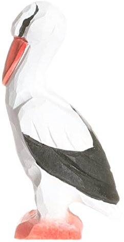 Wudimals - 41007 - Vögel, Storch, Holz, handgeschnitzt, handbemalt, 7,1cm x 3,6cm