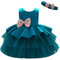 Lito Angels Vestito Damigella Abito da Festa Cerimonia Elegante con Fascia per Bambina Taglia 9-12 Mesi, Alzavola (Etichetta in Tessuto 70)