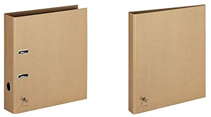 Pagna Ordner A4 Pur, praktische 2-Ring-Mechanik, stabiler Graukarton mit Kraftpapier überzogen & Ringbuch A4 Pur, praktische 2-Ring-Mechanik, stabiler Graukarton mit Kraftpapier überzogen