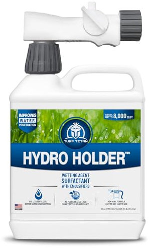 Turf Titan Hydro Holder - Grass Wetting Agent - Superior Surfactant and Wetting Agents for Soil - Liquid Concentrate for Moisture Control and Efficient Water Use in Lawn Soil - 32 oz. - Hose END
