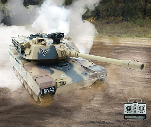 Efaso Ferngesteuerter Panzer Abrams M1A2 RC Mit Schussfunktion - Soft Air/Wasser Munition, Sound, Starke Motoren, Antrieb - Maßstab 1:18 Modell