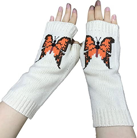Strickhandschuhe Damen Thicken Strick Pluswärmer Handstulpen Winter Warm Halb Fingerhandschuhe Handschuhe Fingerlose gestrickte Lange Stricken Armstulpe