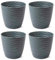 AC - Pack de 4 Macetas Redondas con Plato - Diseño Wind (Ø 19 cm) - Fabricado en plástico - Ideal para jardín Exterior, terraza o balcón - Color Antracita