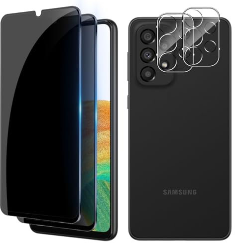 Vanrain 2+2 Stück Sichtschutz Schutzfolie für Panzerglas für Samsung Galaxy A33 5G mit Kameraschutz, Anti-Spähen Privatsphäre Schützen Folie, 9H Härte Anti-Spy Privacy Sichtschutzfolie