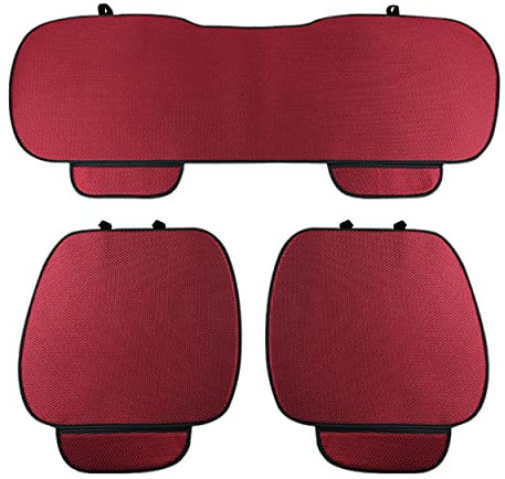 Auto Accessori Lupex Coprisedile Seduta 3 pezzi Universale Auto | Protezione Sedile 2 Anteriore e 1 Posteriore | Protector Comfort Automotive Cuscino Interni (Silk Ice Rosso)