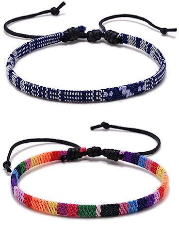 SURALIN Bracelet Cheville Femme de cheville surfeur 2 pièces Bracelet de surfeur Bracelet ethnique étanche réglable Bracelets tressés faits à la main unisexe(A)