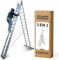 BTF Escalera de Aluminio Extensible 3 tramos transformable en Tijera, 4.0+4.0+4.0 Metros, 15 peldaños por Tramo | Ideal para Trabajos en casa, Chalet, finca Rural o Local Comercial. BTF-ETTB6740