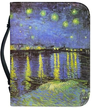 Garronmavis Couverture de la Bible Van Gogh Motif Nuit étoilée sur le Rhône Pour hommes Impressionnisme Peinture église Couverture de livres – XXL