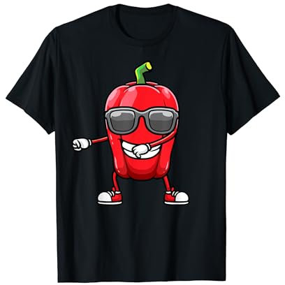 Dancing Red Bell Pepper With Sunglasses Capsicum Vegetable T-Shirt