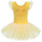 Arshiner Mädchen Kurze Ärmel Glitter Ballettanzug Ballettkleid Tanz Ballett Tutu Leotard Ballerina Outfit für Mädchen Kleinkind Gelb 140