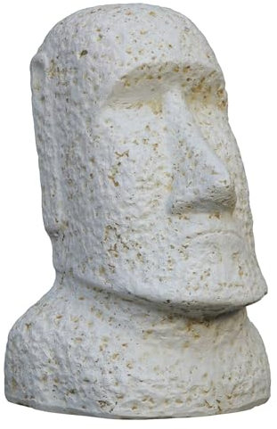 STONE art & more Moai-Statue, Osterinsel-Kopf, 30 cm, Steinfigur, Garten-Deko, antik weiß, frostfest