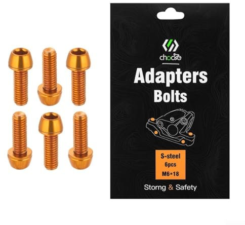 Confezione da 6 bulloni di fissaggio per pinza freno a disco, facili da usare, per biciclette (arancione)