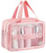 Kosmetiktasche, Reise Kulturbeutel, Trocken- und Nasstrennung, Groß Transparente PVC kulturtasche Make up Tasche für Damen Männer Schwarz