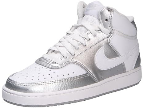 NIKE Nikecourt Vision Mid, Sneaker Mujer, Blanco Metálico Plateado, 40 EU