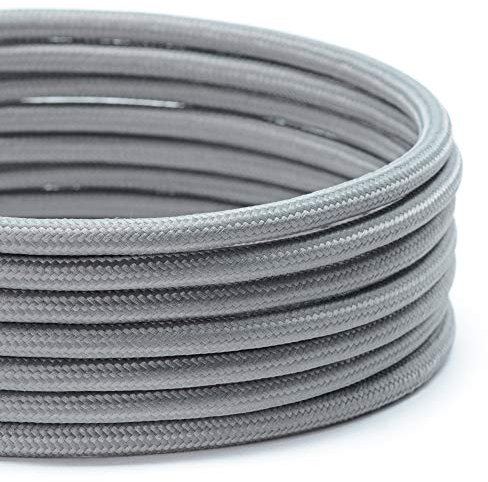 TheCable.Store 3 Core Round Grey Flex Cable 0.75mm Vintage Fabric Braided (3 Meters)