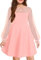 Arshiner Robe de soirée élégante pour Filles Tenue de Princesse à Manches Longues en Maille Longueur aux Genoux Rose 130 8-9 Ans