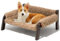 MEWOOFUN Canapé-lit surélevé pour chiens de petite taille, lit respirant avec housse amovible et lavable, fond antidérapant, 61 x 53 x 28 cm, marron, L