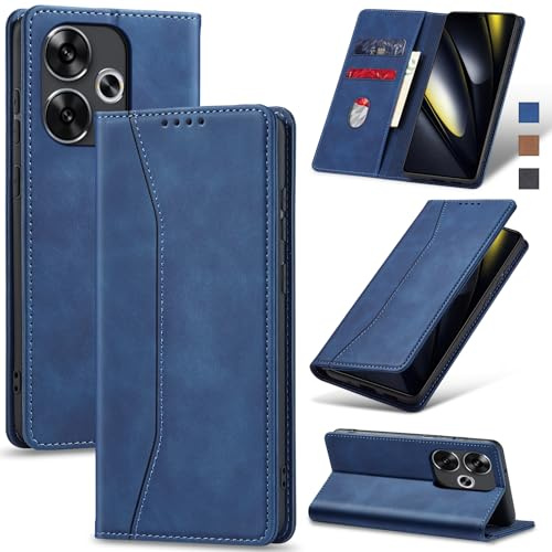 Jasonyu Funda para Xiaomi Poco F6,Cuero PU Carcasa,Tipo Libro Flip Case con Tarjetas y Cartera,Soporte Plegable,Cierre magnético,Capa (Azul)