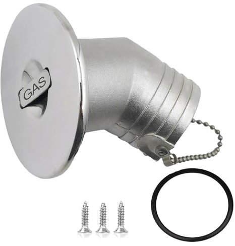 Tankdeckel for Bootsdecks, Benzin/Kraftstoff/Wasser, Einfüllstutzen, abgewinkelter Hals, Marine-Tankdeckel aus Edelstahl 316, schlüsselloser Tankdeckel, 51 mm(51mm GAS)