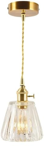 Lampadario in ferro battuto verniciato oro, lampada a sospensione, lampada a sospensione per interni con corda regolabile, paralume in vetro a forma di diamante, lampada a sospensione per sala da