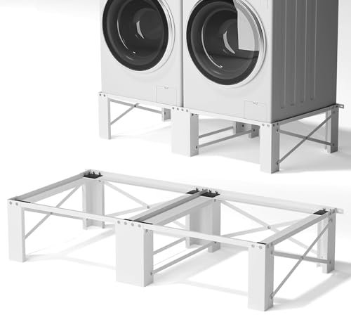 LUCKUP 2 Pack 29 Laundry Pedestal Heavy Duty Washer and Dryer Pedestal Stand Raiser Anti-Vibration, Anti-Slip, Ergonomic Height with Extra Storage Compatible with Most Washers and Dryers, White