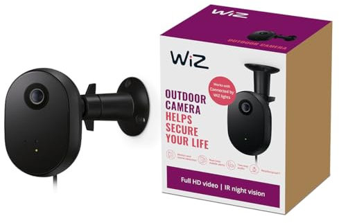 WiZ Outdoor Sicherheitskamera,IR Nachtsicht,Bewegungs-und Geräuscherkennung, automatische Alarme, Kamera, verbindet Sich mit WLAN, Sprach-App-Steuerung, funktioniert mit Google Home, Alexa und HomeKit