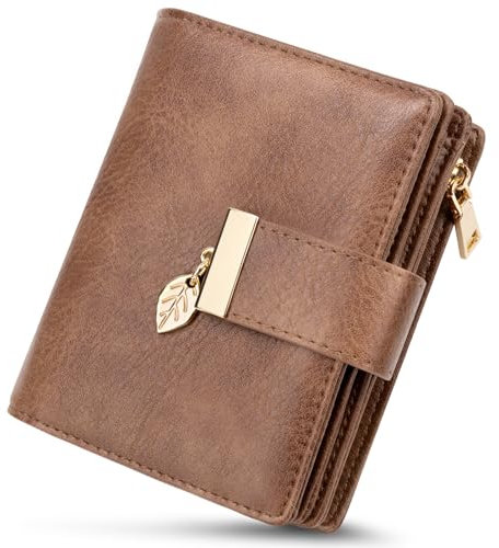 WACCET Portefeuille Femme Petit, Porte Monnaie Femme avec Blocage RFID en Cuir PU Grande Capacité avec 14 Slots de Carte et Poche à Fermeture Éclair Pièces Court Porte Feuille pour Femmes