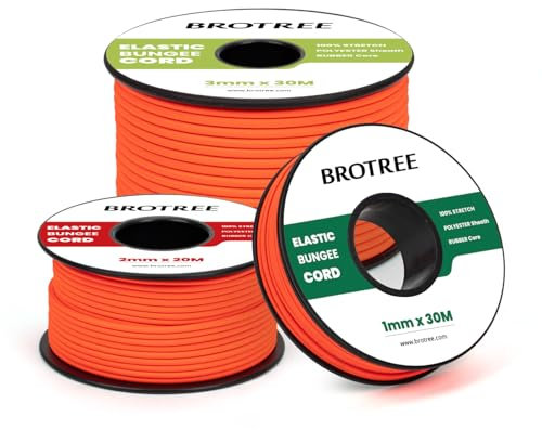 Brotree Corda Elastica Cordoncino Elastico 1mm x 10m Filo Elastico Corda Gomma Corde Elastiche per Fai da te, Artigianato, Braccialetti, Cucito, Perline, Gioielli, Tende e Zaino - Arancione Fluo